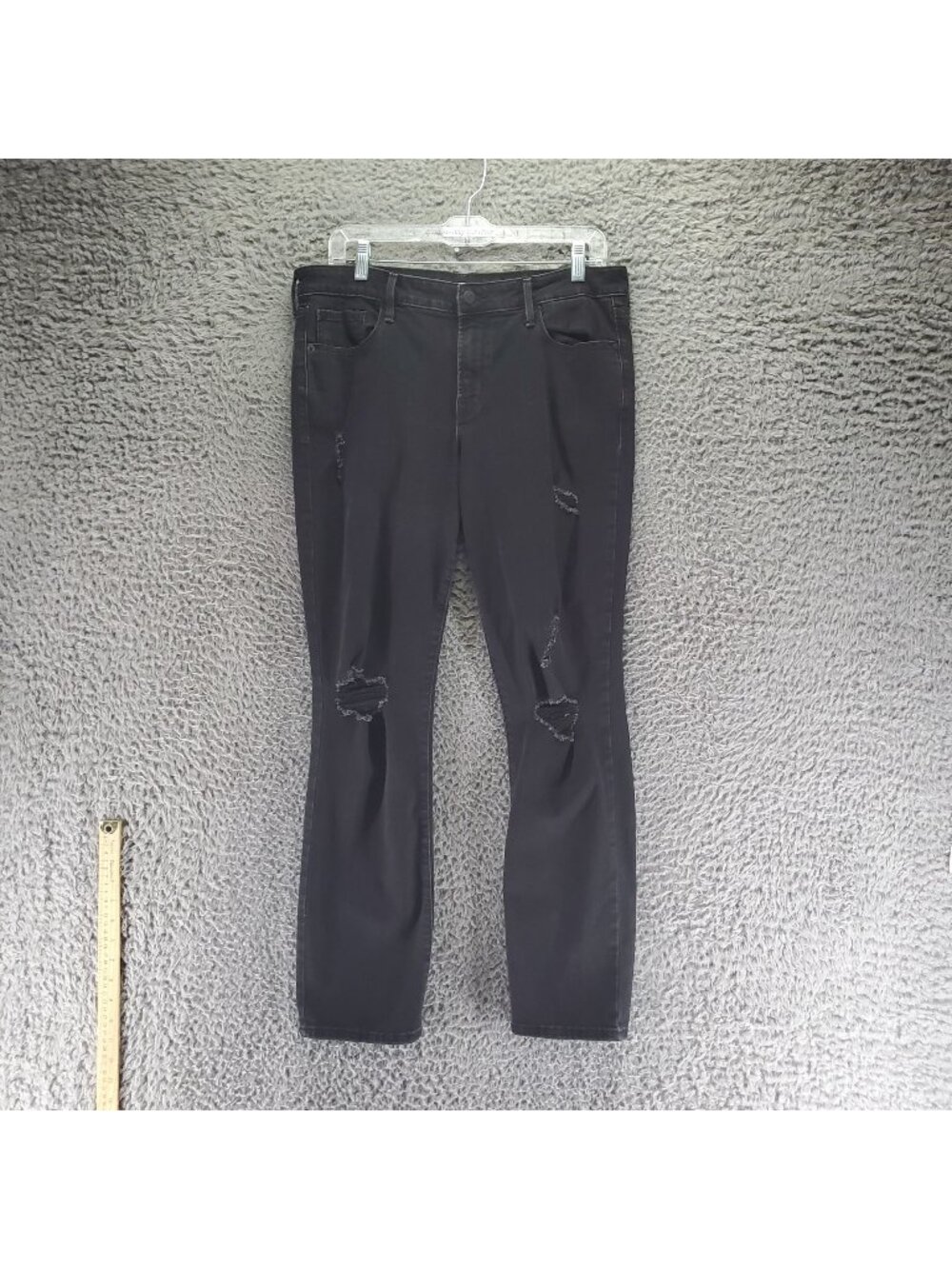 Old Navy Jeans Womens 12 Black Power Slim Straight Cotton Blend Denim
